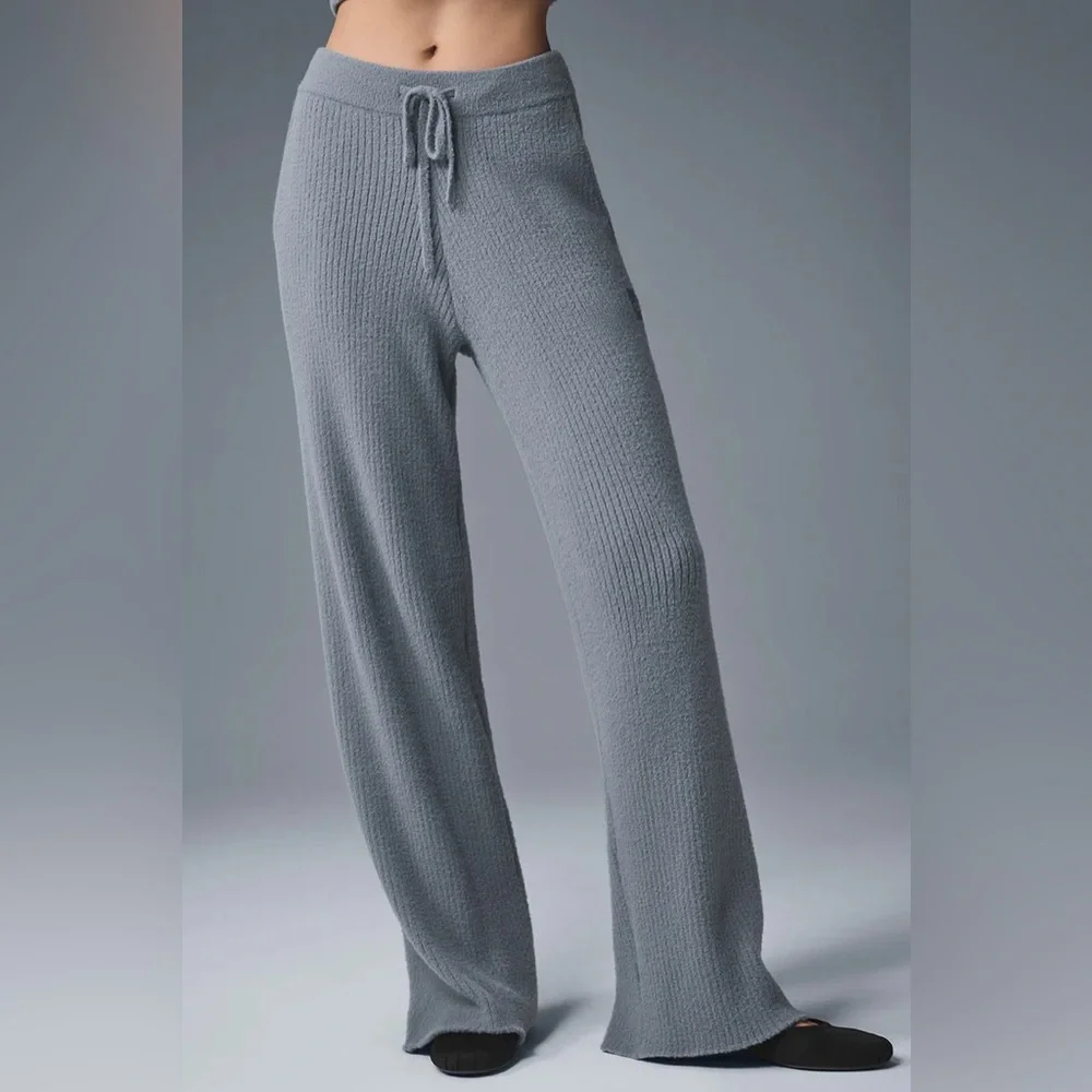 ALO YOGA | ✨NEW✨ Snuggle Up Sweater High-Waist Wide Leg Pant in Steel Grey